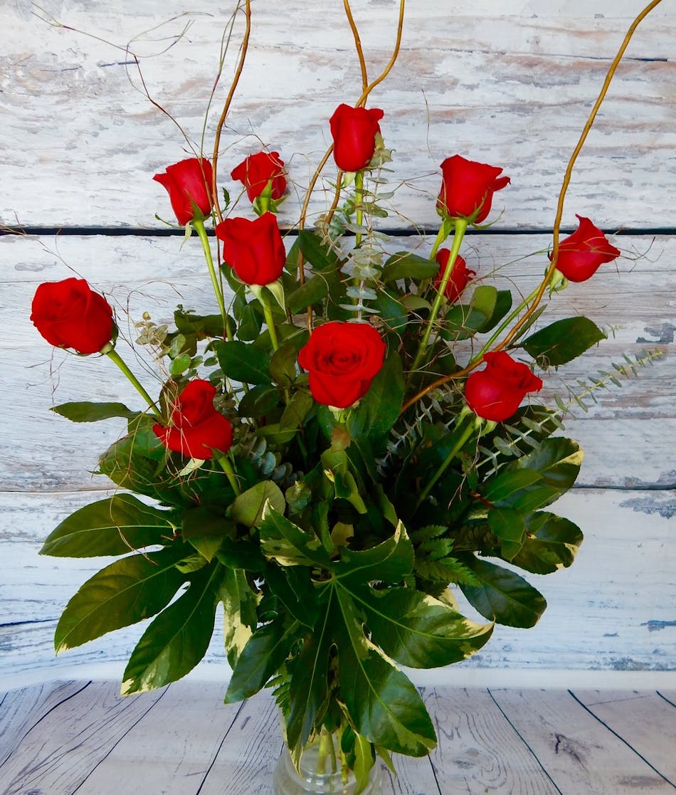 Stately Roses Long stem red roses with tropical greenery Anchorage