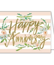 Anniversary Floral Stripe Card