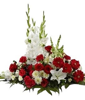 Crimson & White Funeral Arrangement Anchorage (AK) Bagoy's Florist & Home